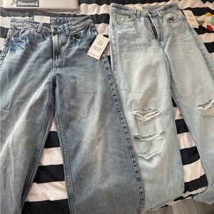H&M Women Boyfriend Jeans - Dark Blue and Light Blue